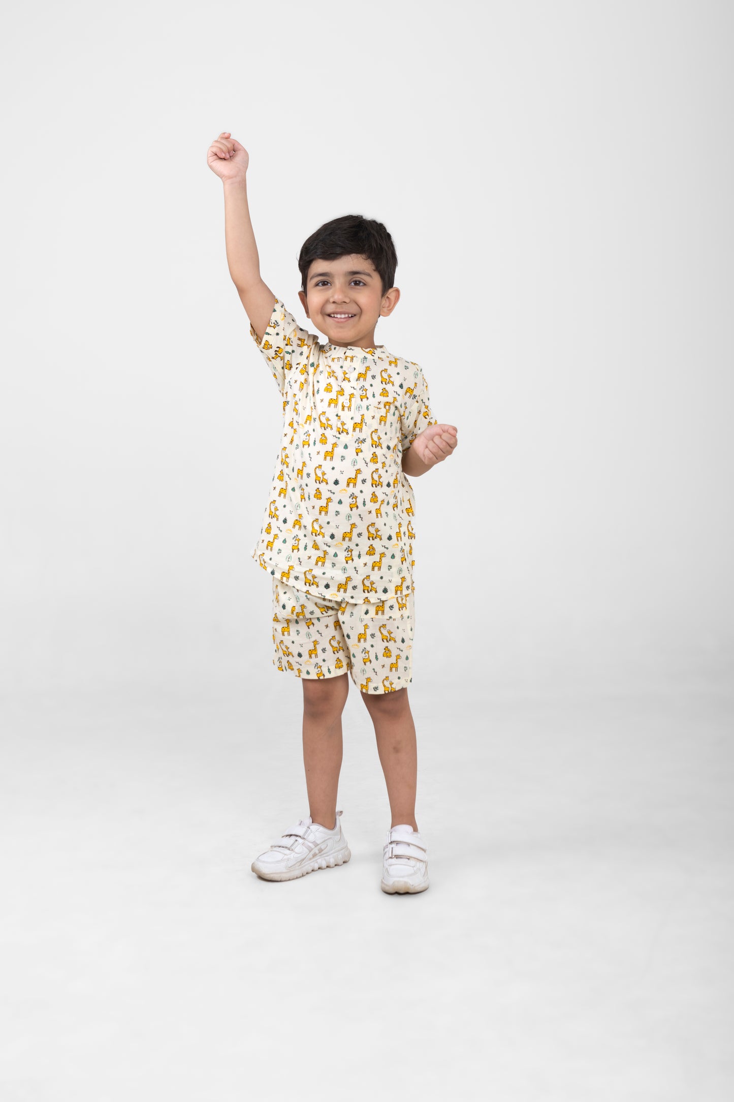 Kids Cotton Half Sleeves Co-ords Set For Unisex (Animals Print)
