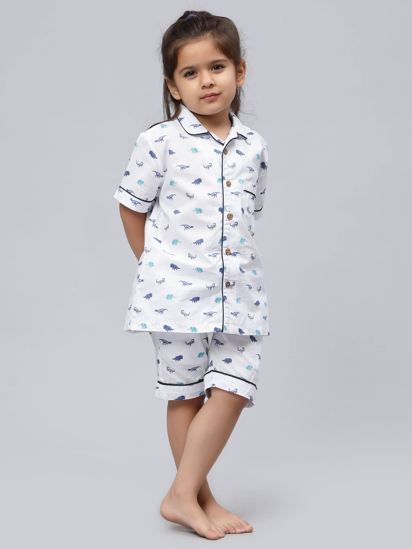 Unisex Collared SleepSuits in Dino Print for Girls or Boys