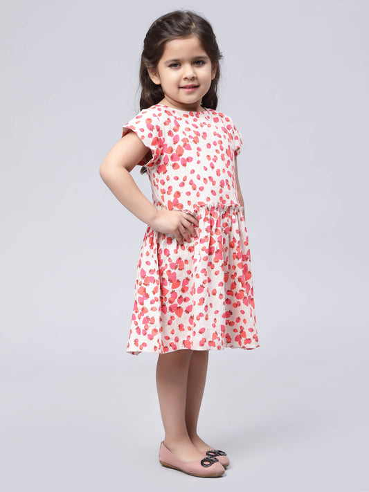 Strawberry Print Linen Dress for Girls