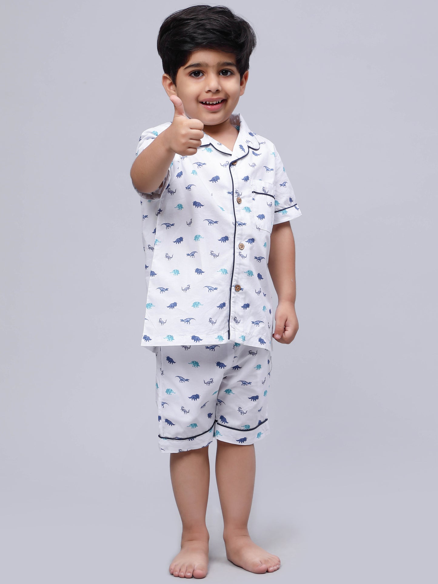 Unisex Collared SleepSuits in Dino Print for Girls or Boys