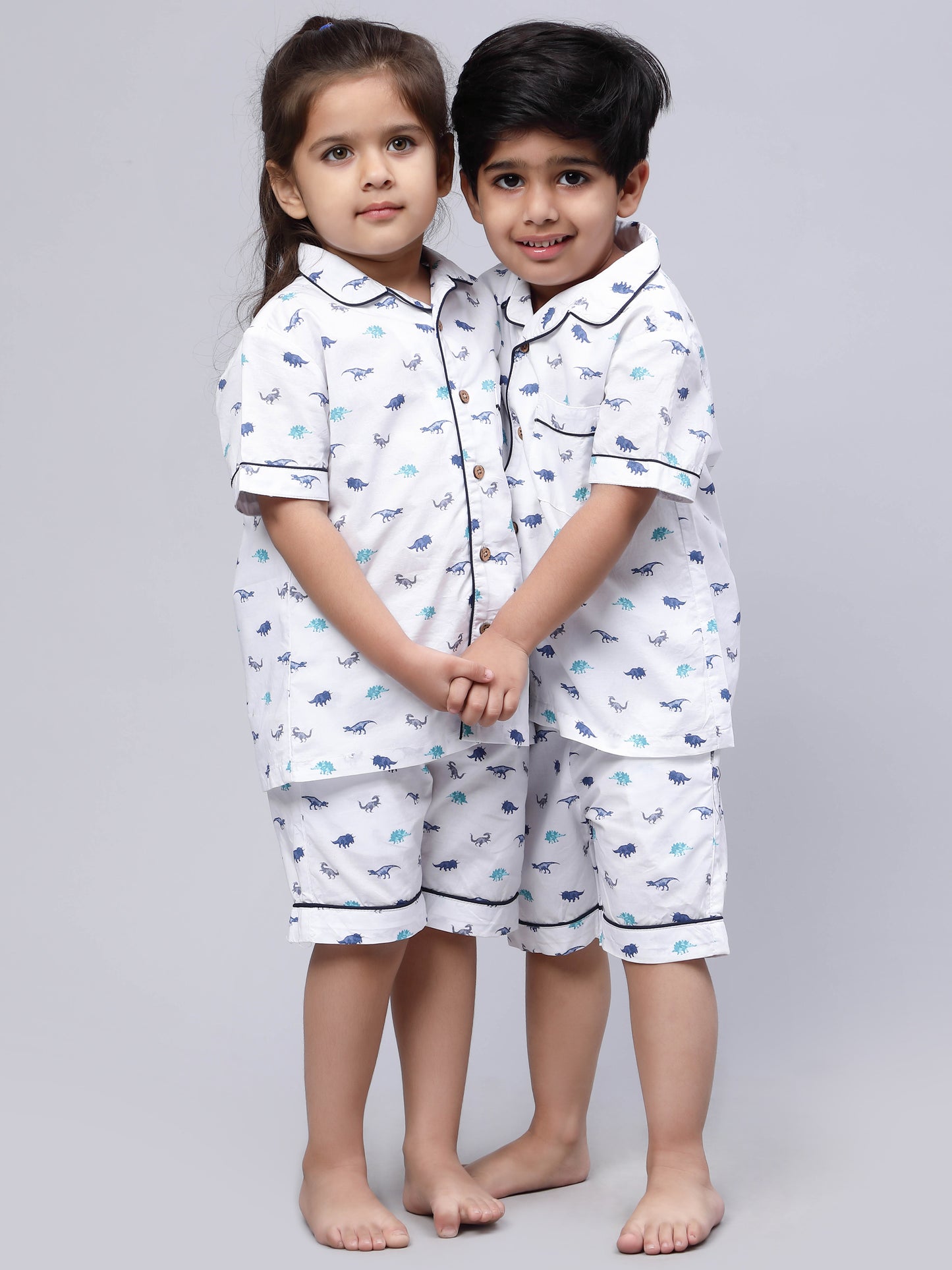 Unisex Collared SleepSuits in Dino Print for Girls or Boys