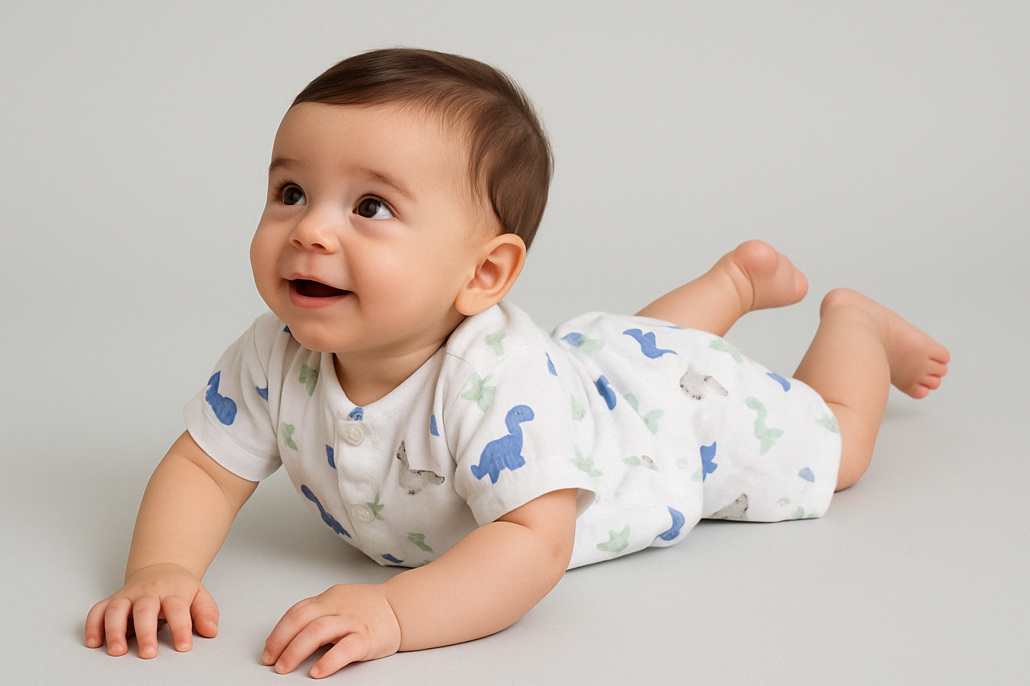 Infants' 100% Cotton Muslin Co-ord Set Soft & Comfy (Dino)