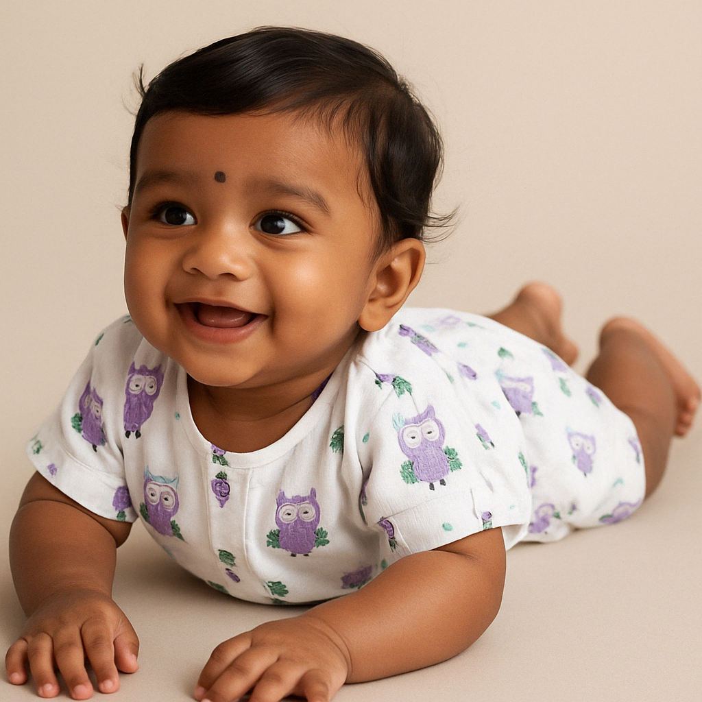 Infants' 100% Cotton Muslin Co-ord Set Soft & Comfy (Owl)