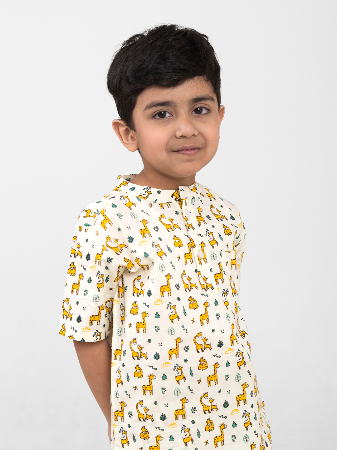 Kids Cotton Half Sleeves Co-ords Set For Unisex (Animals Print)