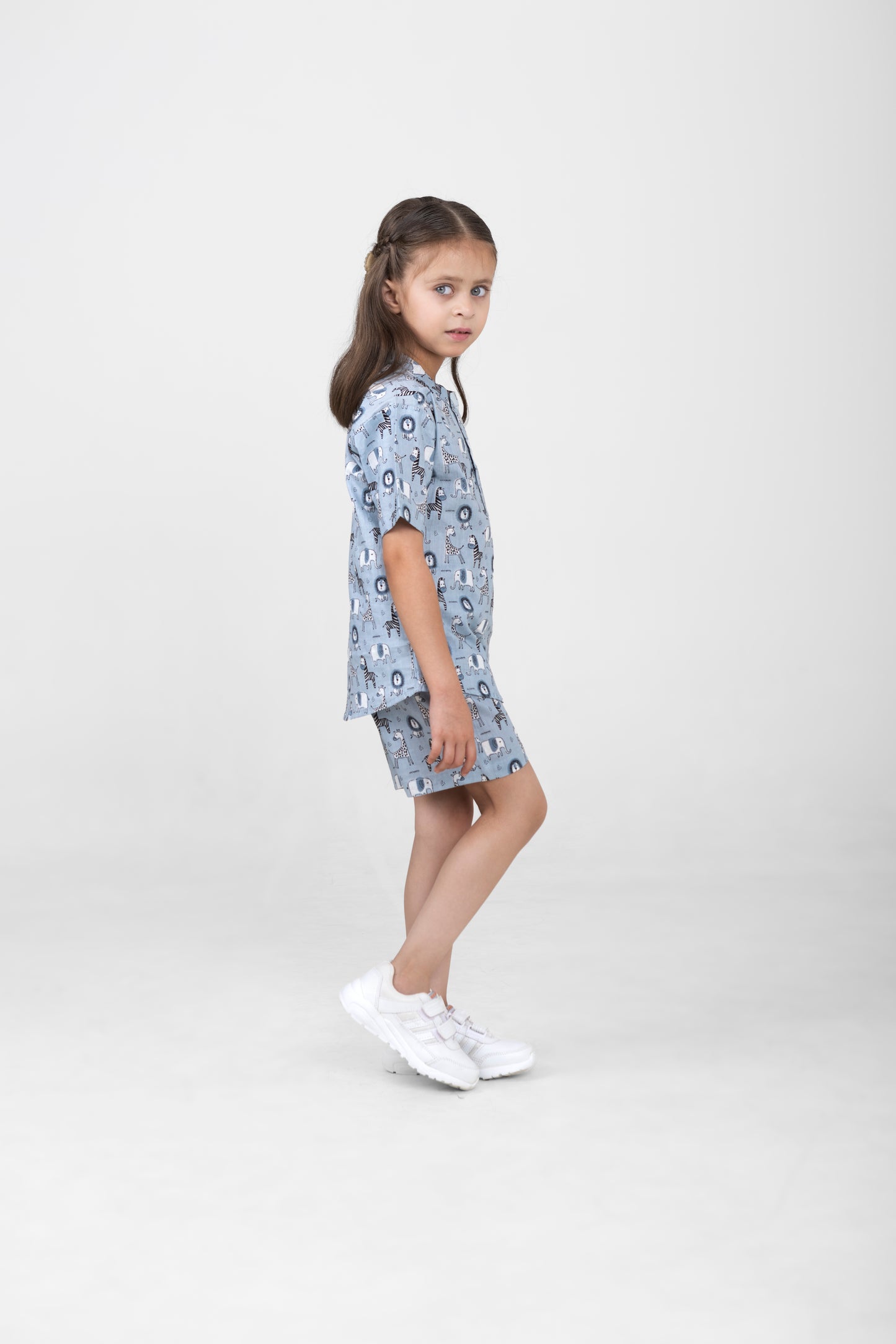 Kids Cotton Half Sleeves Co-ords Set For Unisex (Animals-Print)