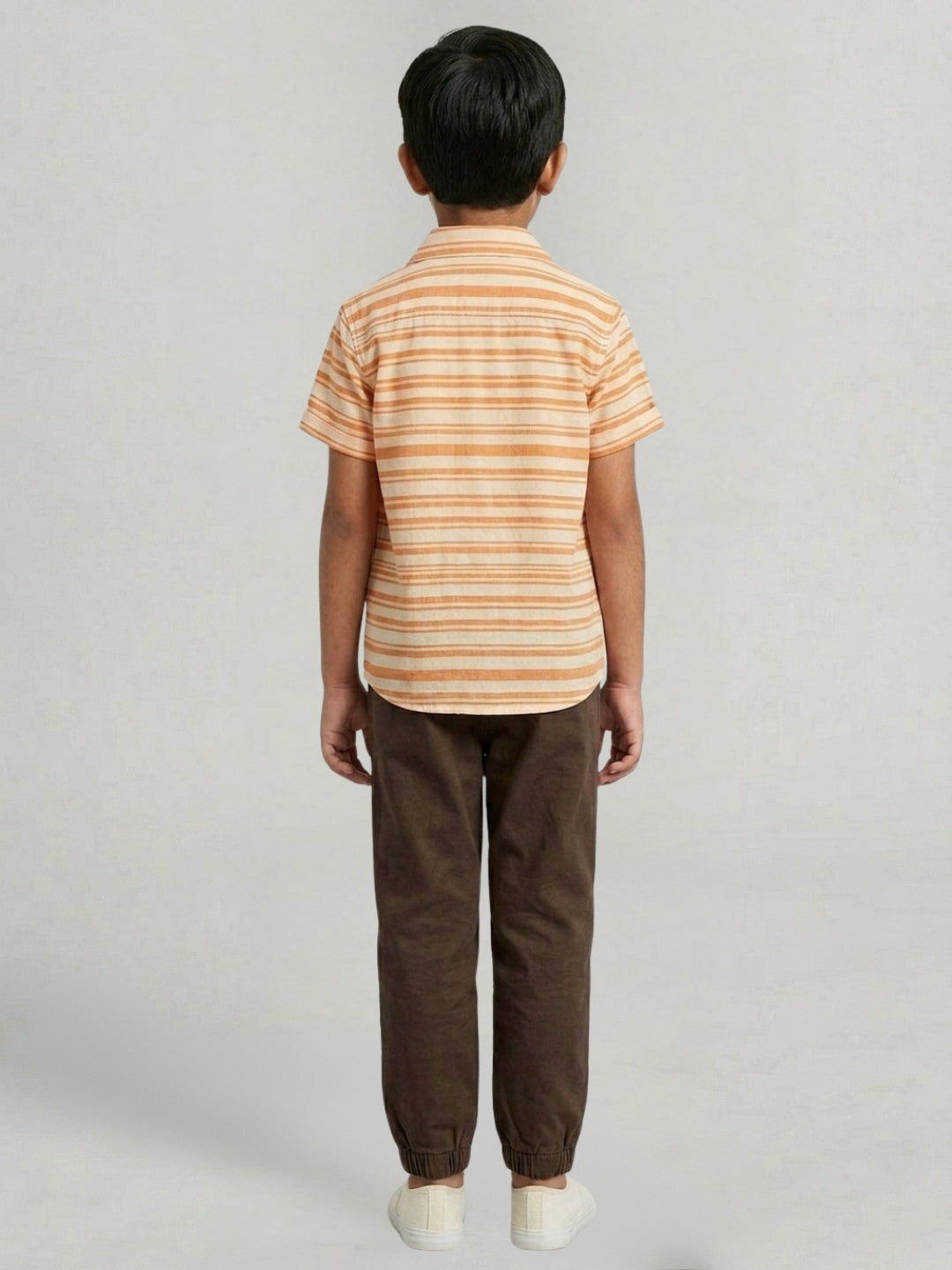 Boys Khaki Color Cotton Woven Joggers