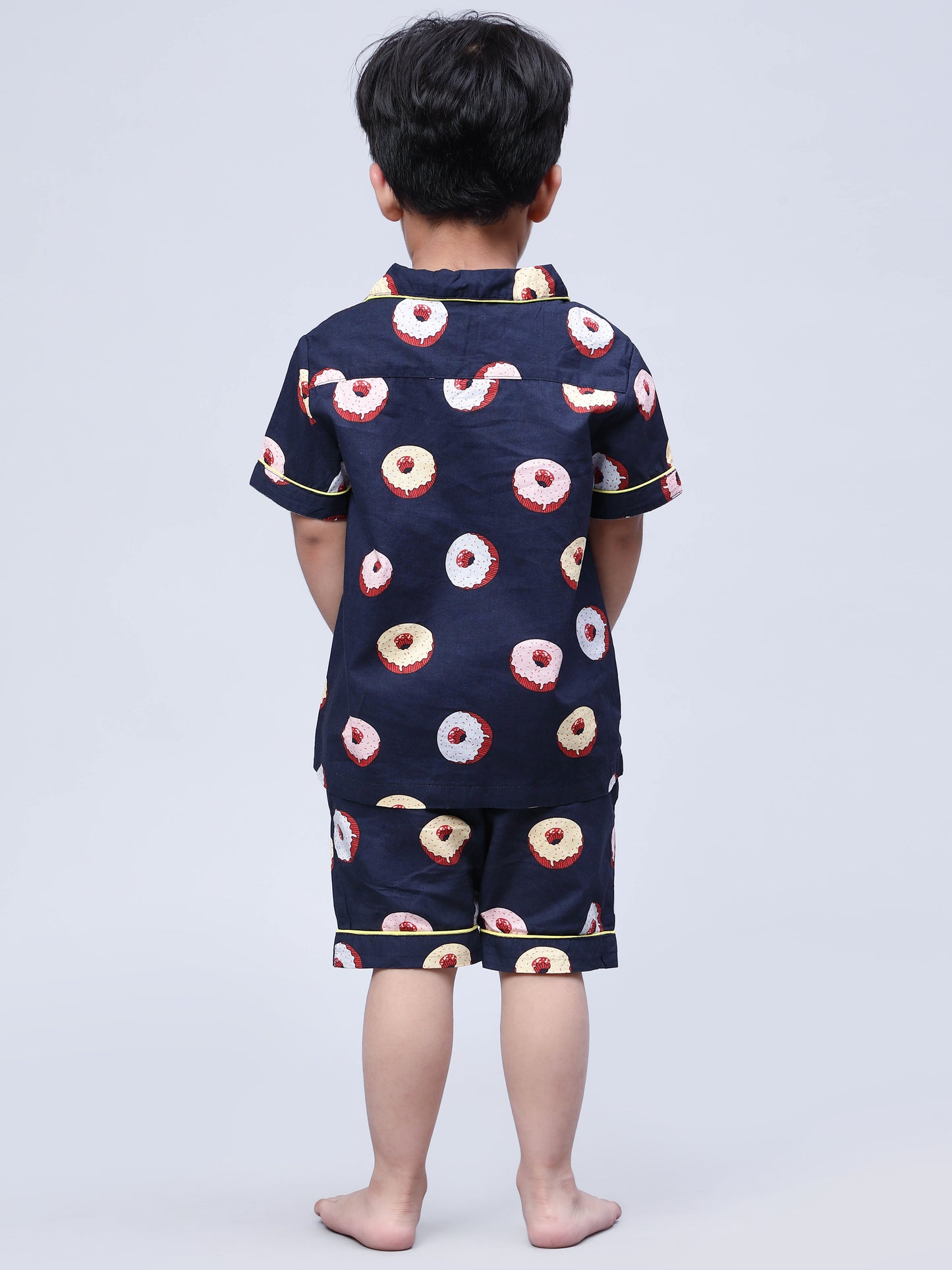 Notched Unisex Nightuit in Fun Donut Print- Navy