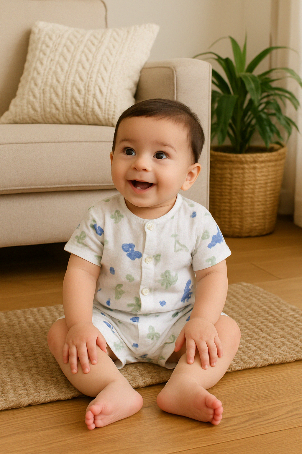 Infants' 100% Cotton Muslin Co-ord Set Soft & Comfy (Dino)