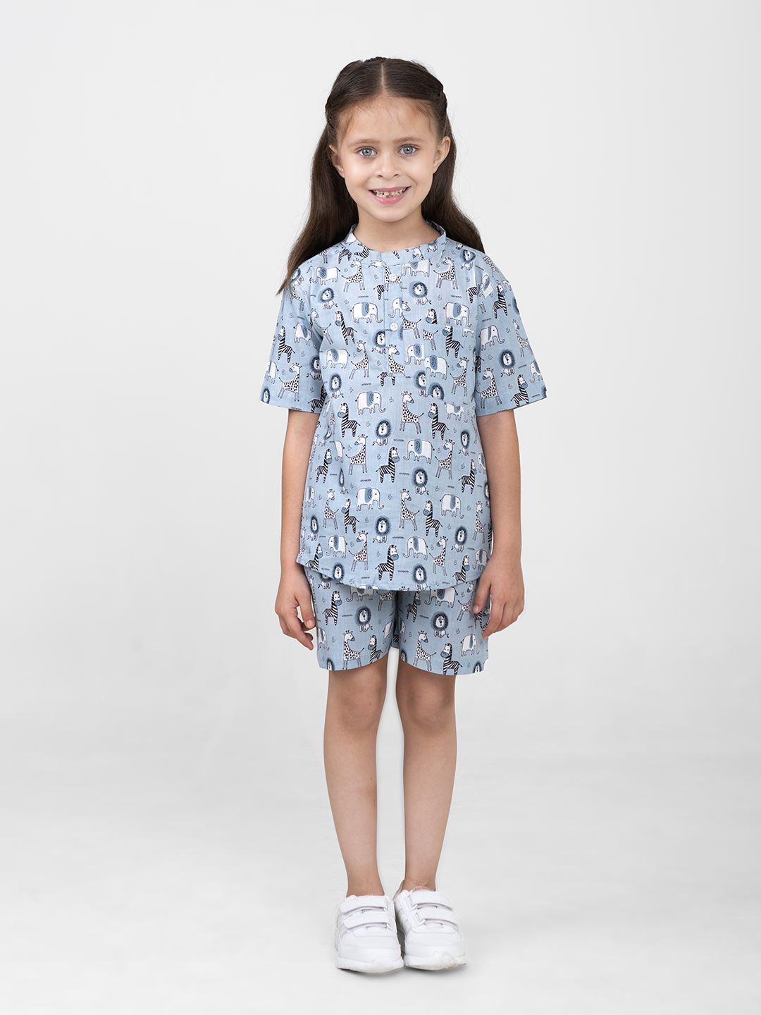 Kids Cotton Half Sleeves Co-ords Set For Unisex (Animals-Print)