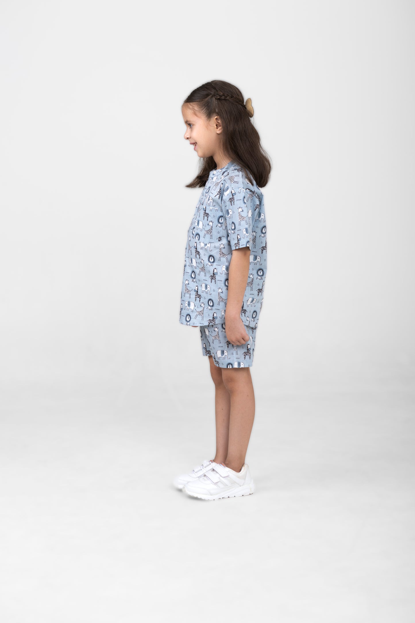 Kids Cotton Half Sleeves Co-ords Set For Unisex (Animals-Print)
