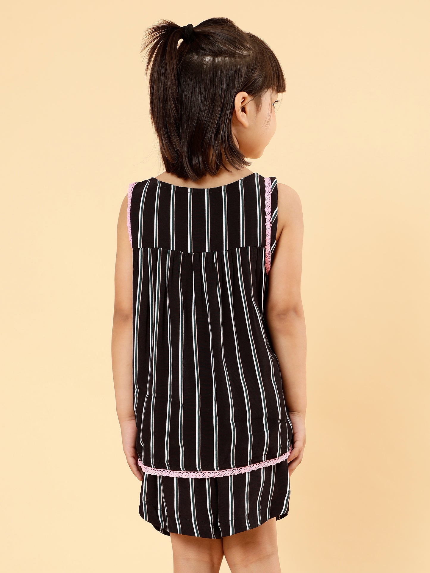 Co-ords Printed Shorts Set- Black