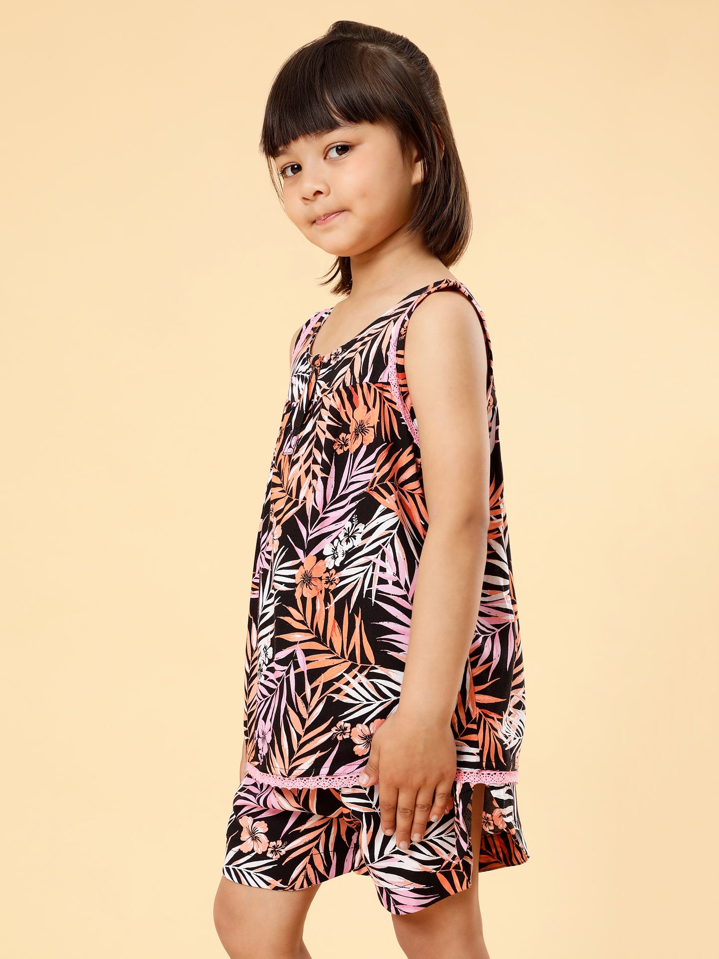 Co-ords Printed Shorts Set For Girls