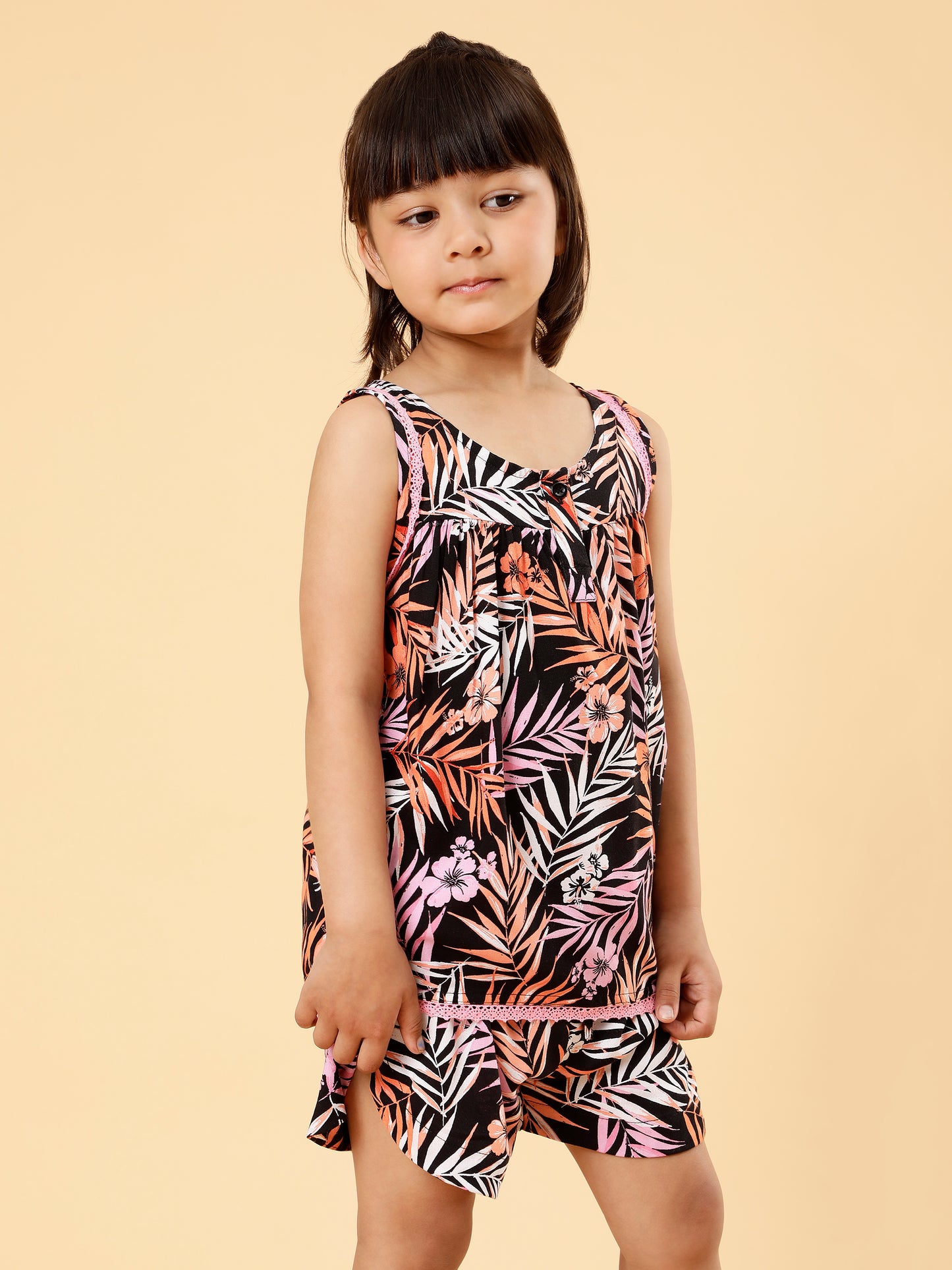 Co-ords Printed Shorts Set For Girls