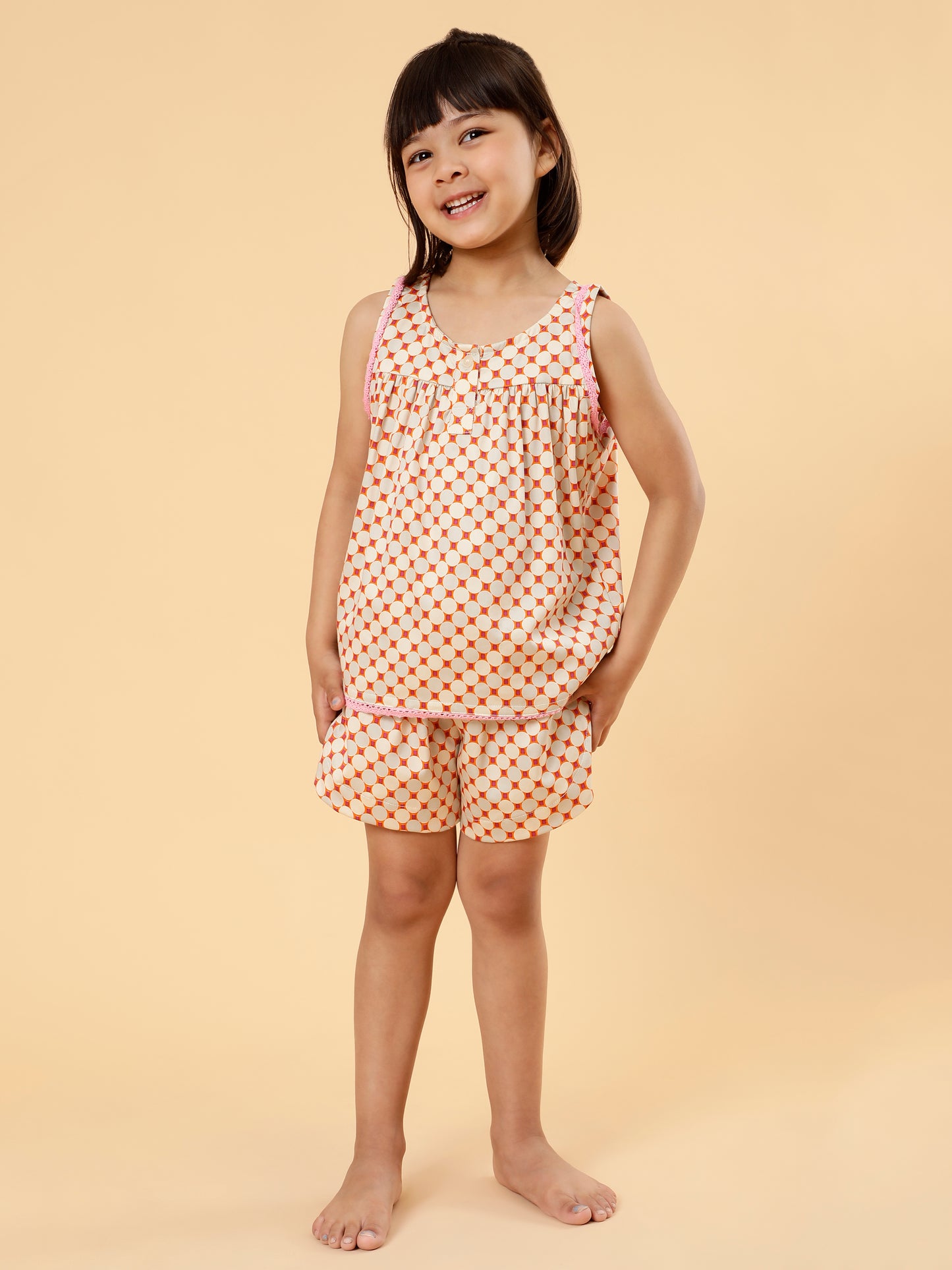 Co-ordd Printed Shorts Set For Girls