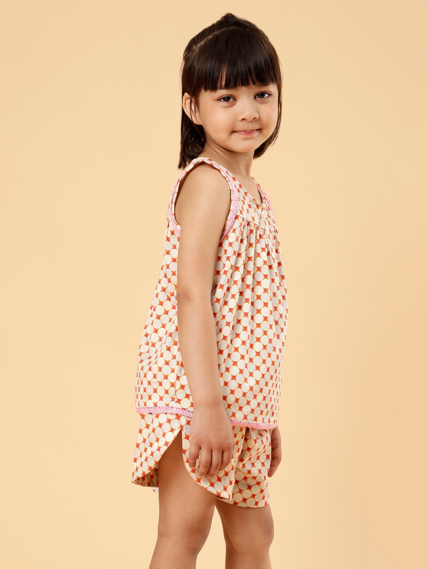 Co-ordd Printed Shorts Set For Girls