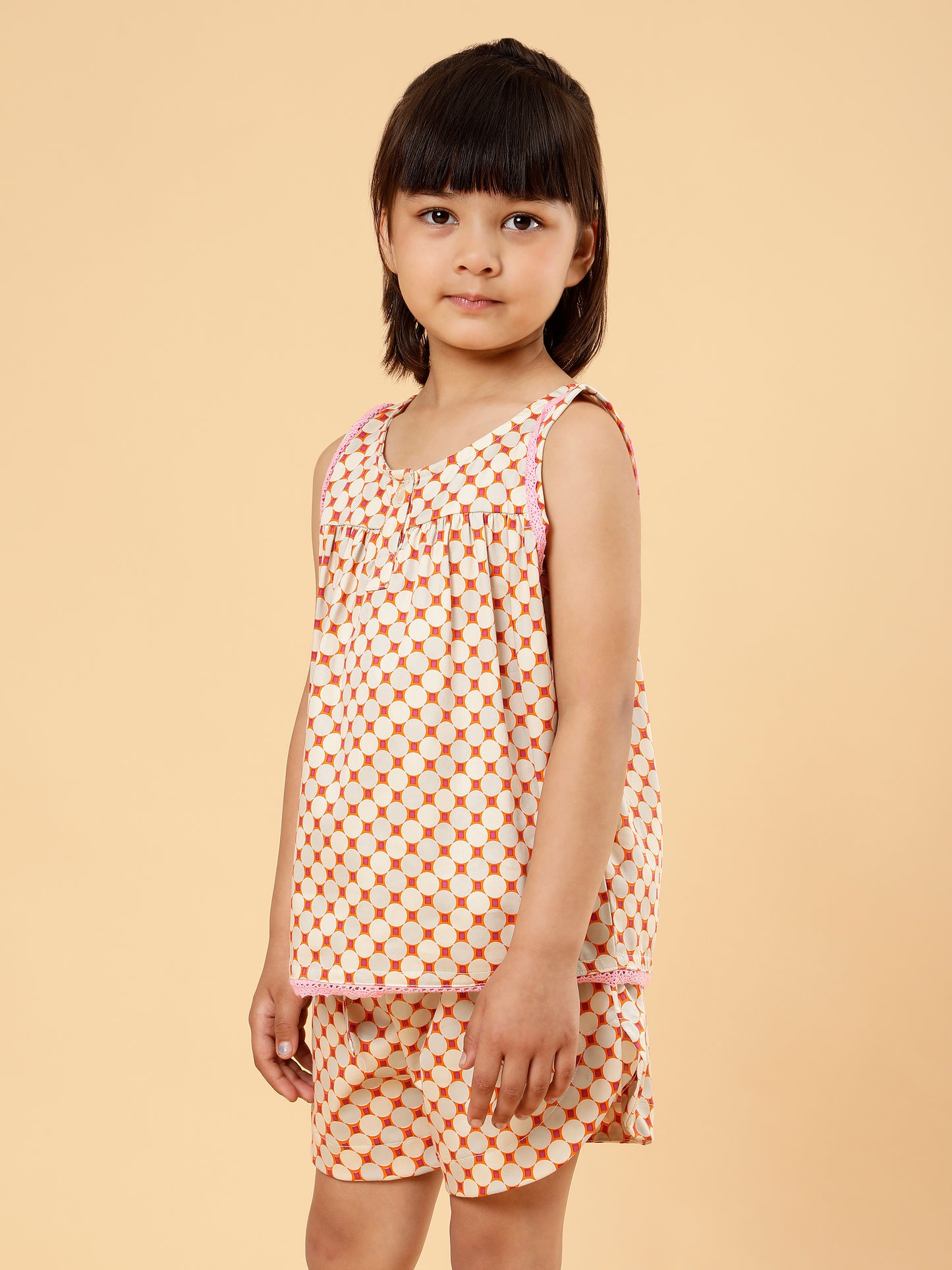 Co-ordd Printed Shorts Set For Girls