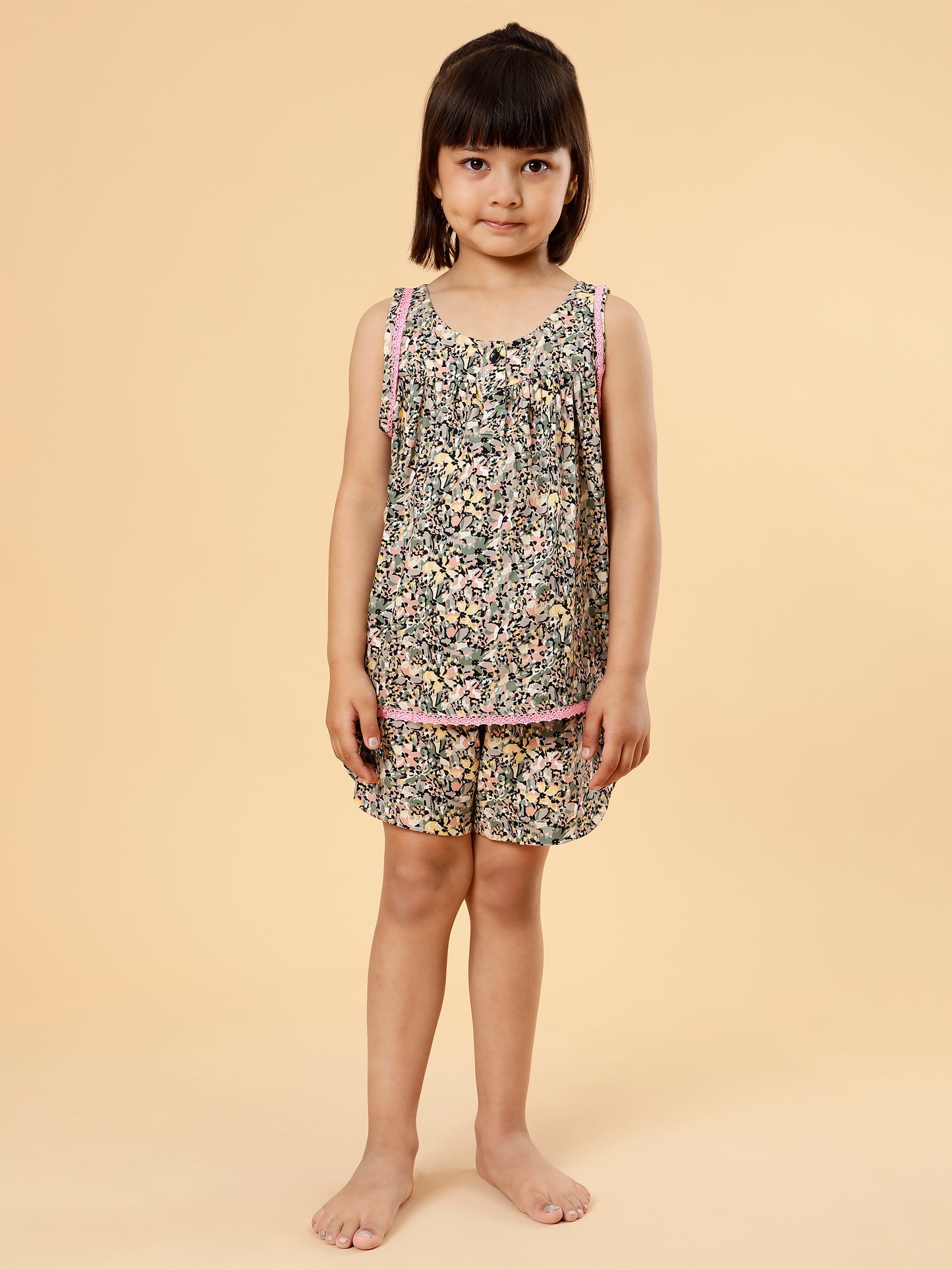 Co-ords Printed Shorts Set For Girls
