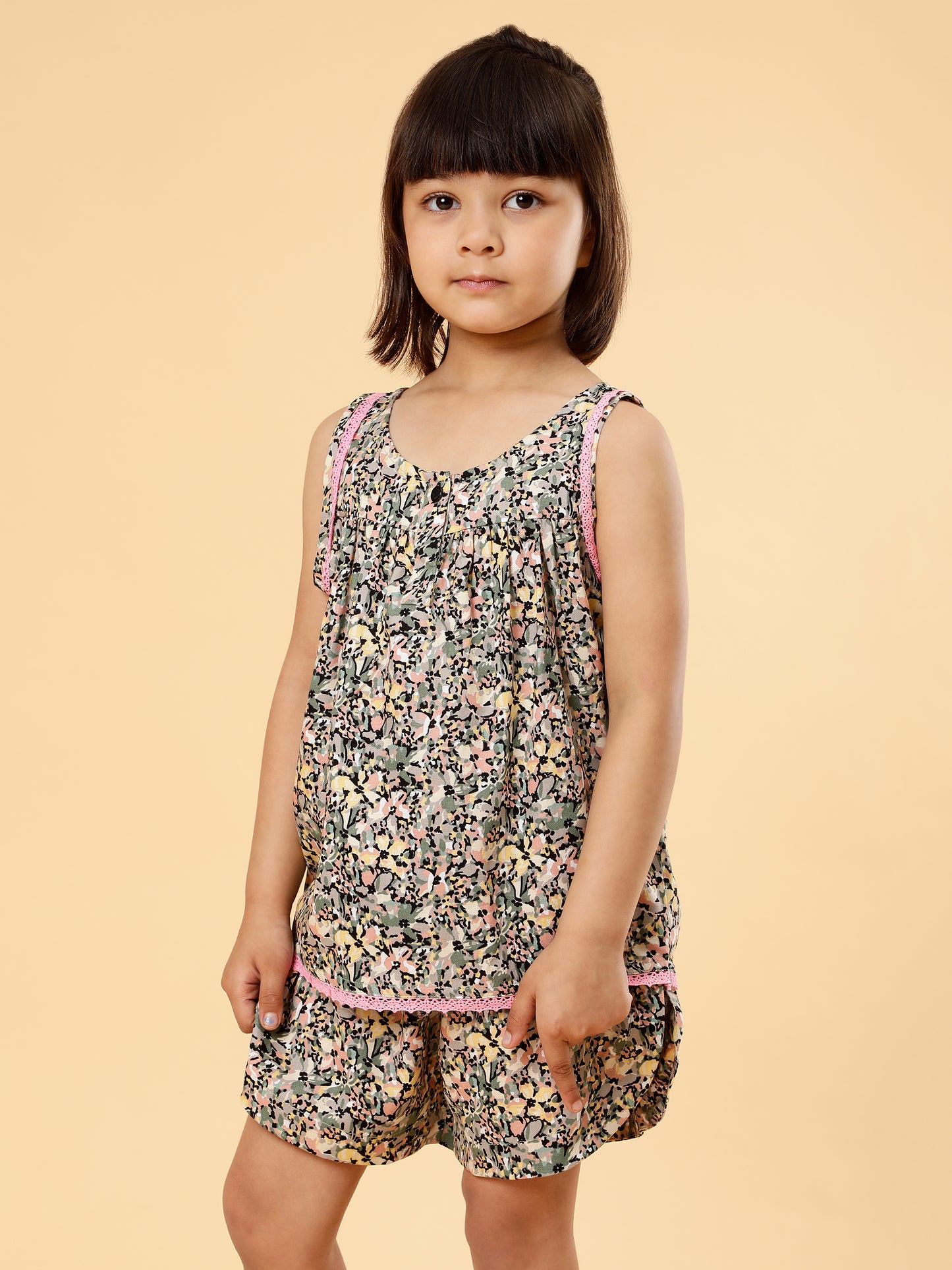 Co-ords Printed Shorts Set For Girls