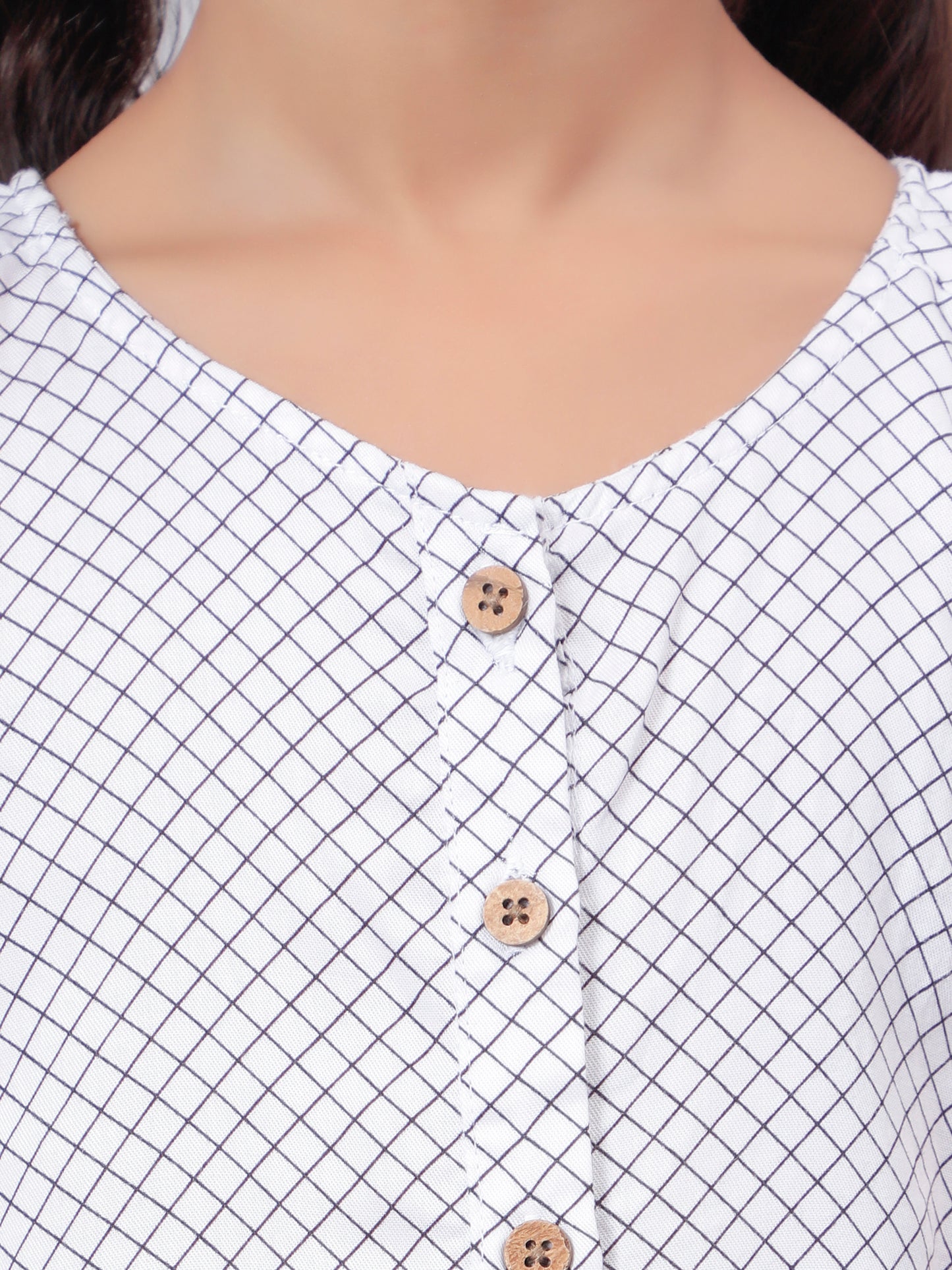White Checkered Top for Girls