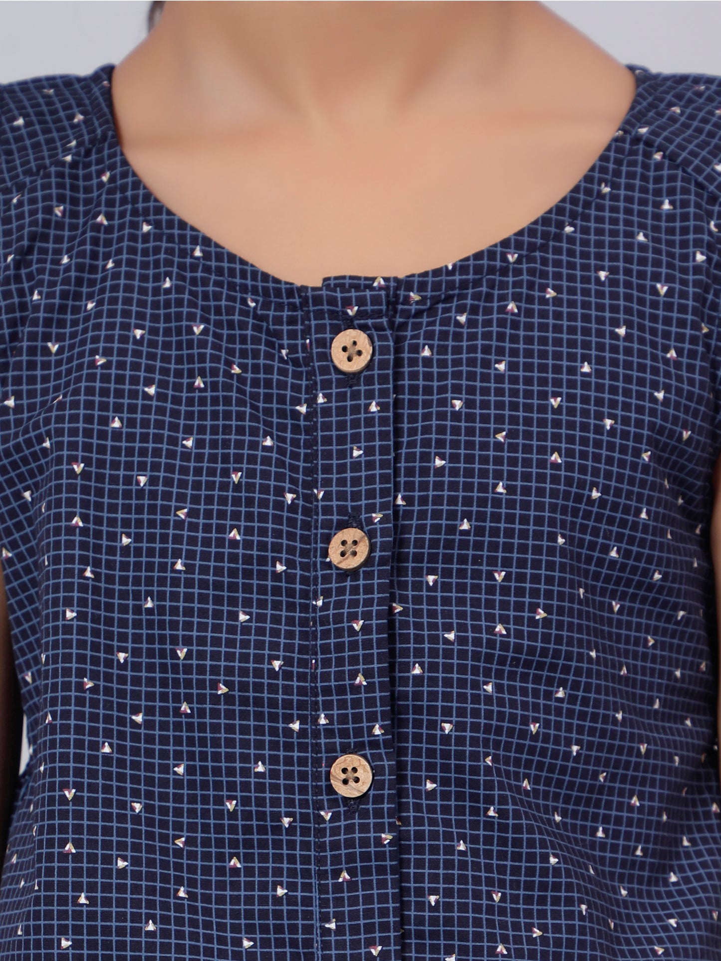 Navy All Over Printed Top for Girls