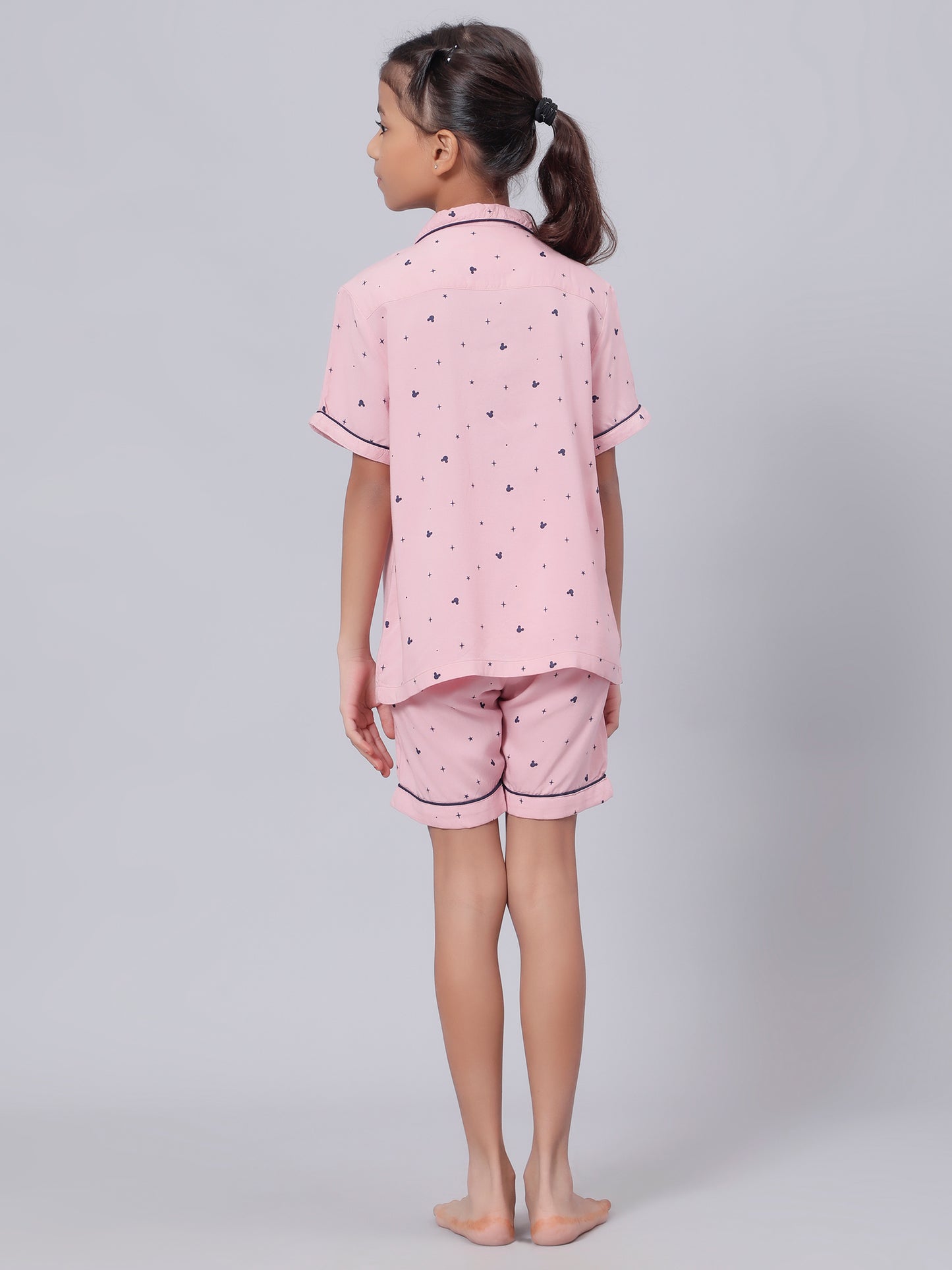 Notched Collared SleepSuits in Mickey Print for Girls