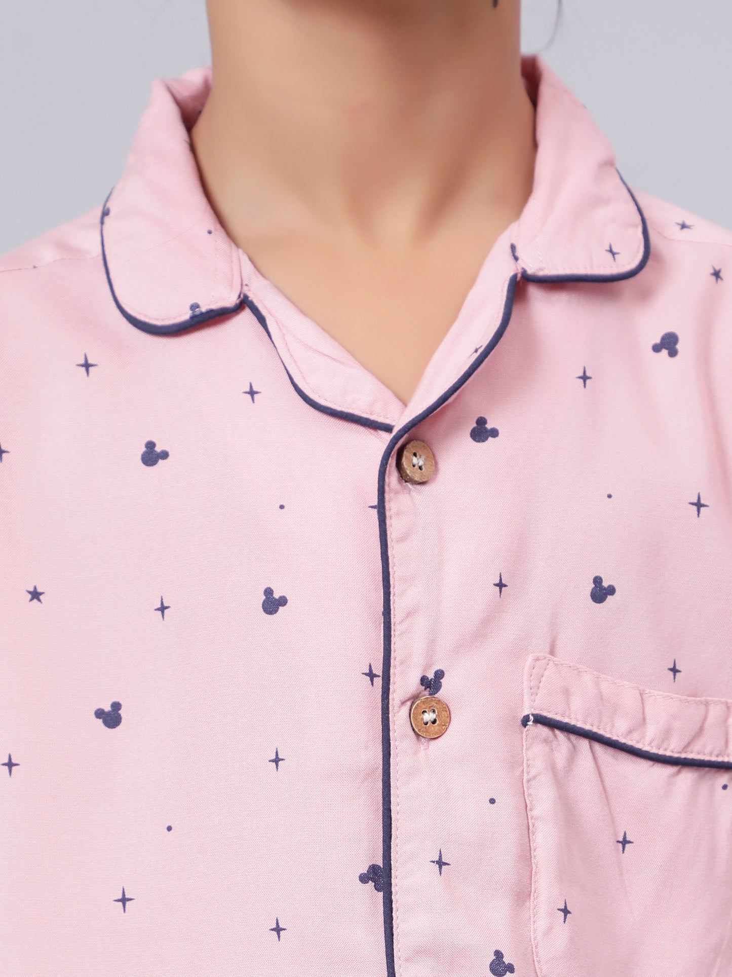 Notched Collared SleepSuits in Mickey Print for Girls