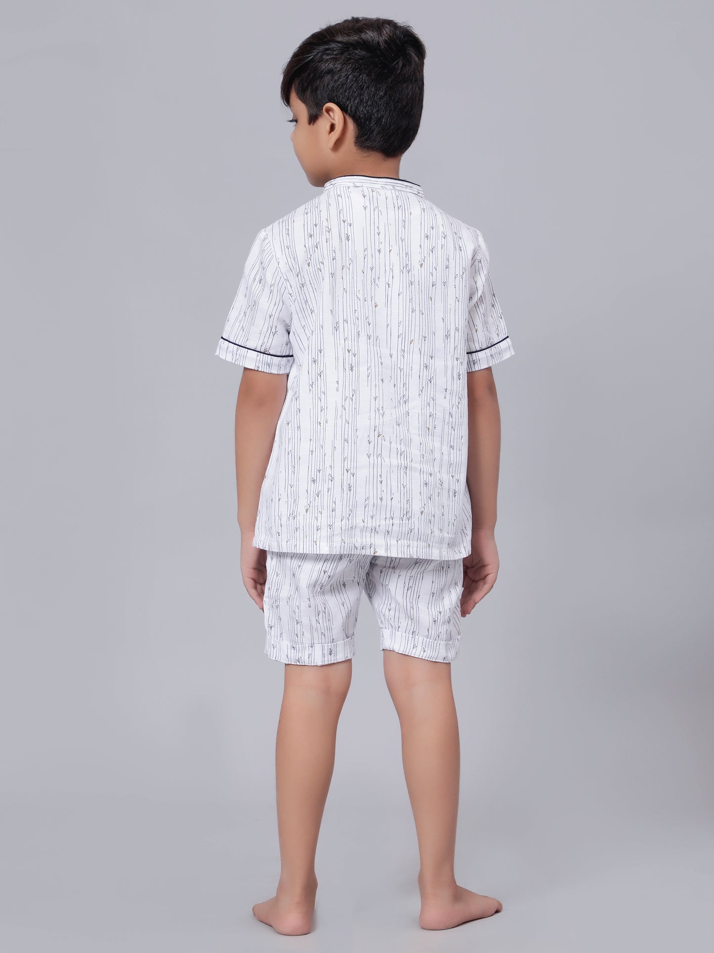 White Printed Coord Set for Boys