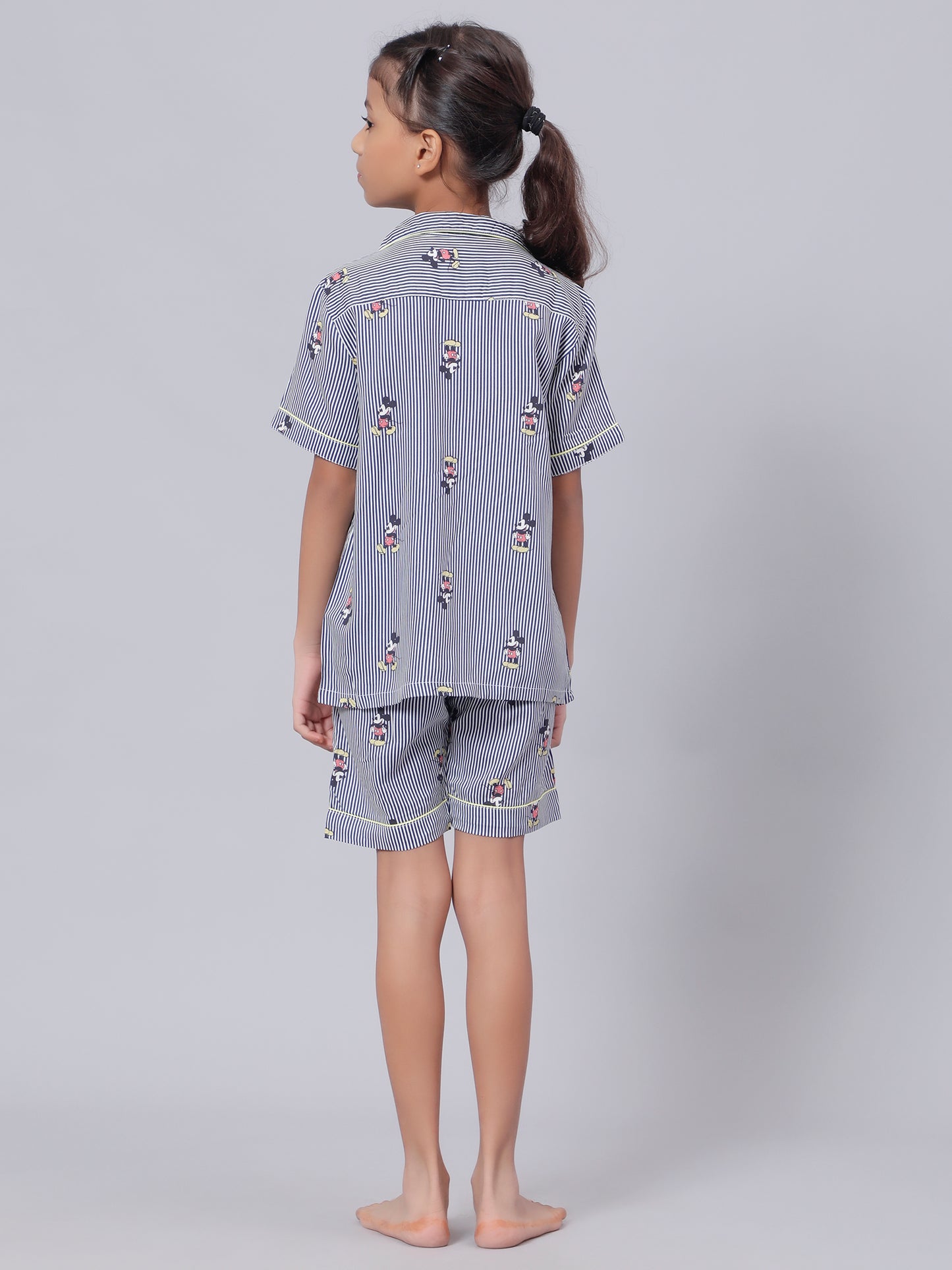 Notched Unisex night suit in Mickey Print