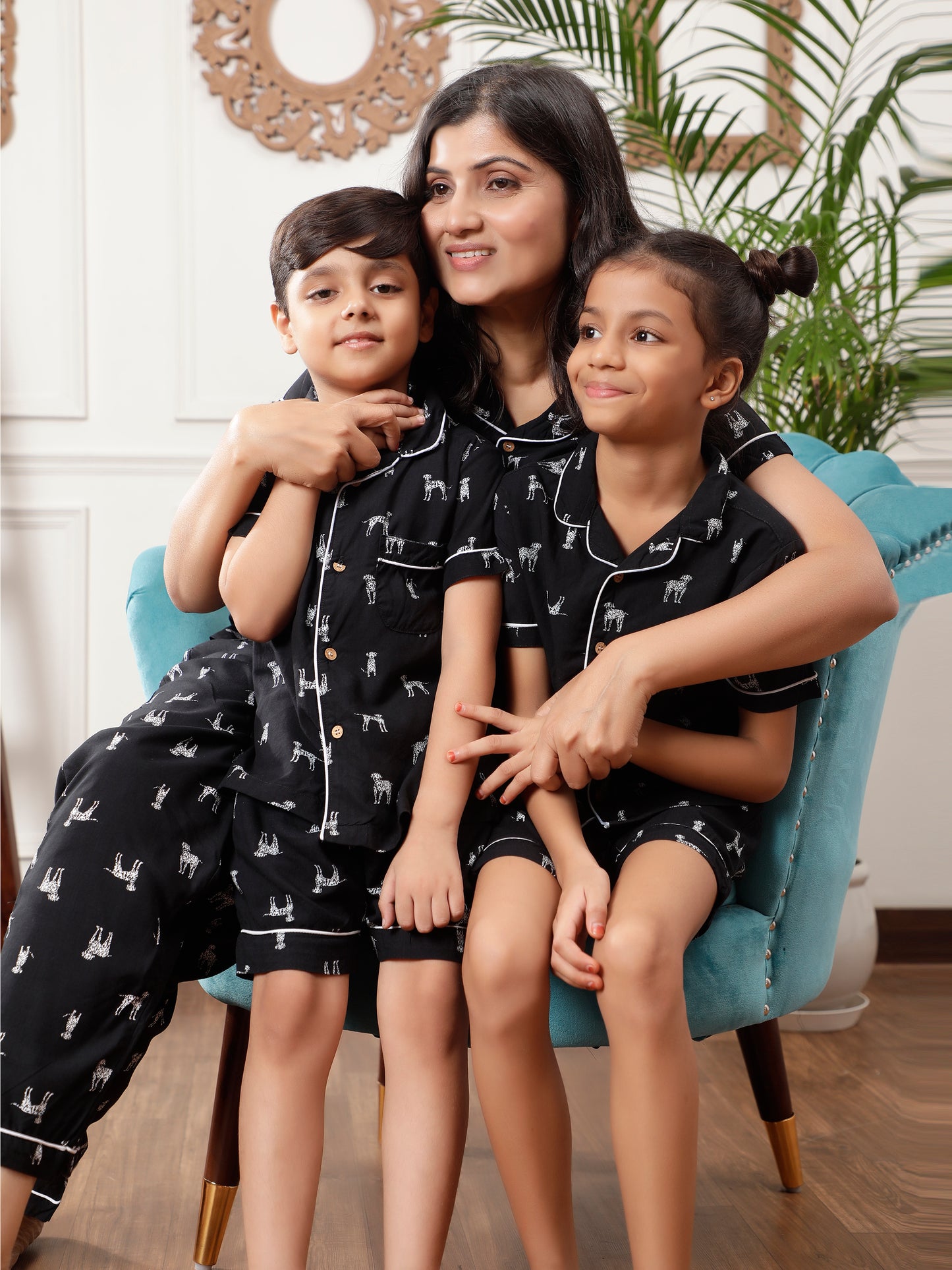 Notched Nightsuit in Dalmatian Print