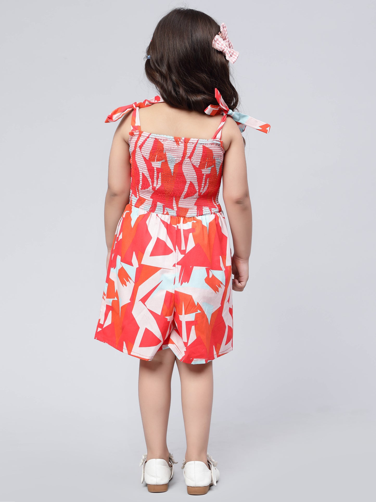 Jumpsuits for Girls in Red Abstract Print