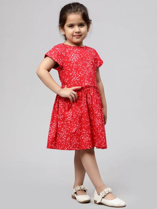 Red Printed Dress for Girls