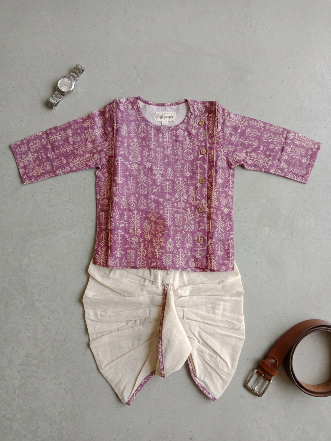 Biglilpeople Boys Printed Traditional Ethnic Kurta and Dhoti Set
