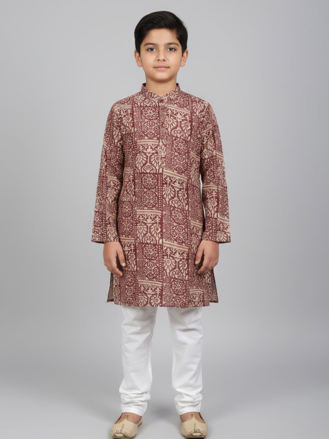 Boys Printed Straight Kurta with Churidar
