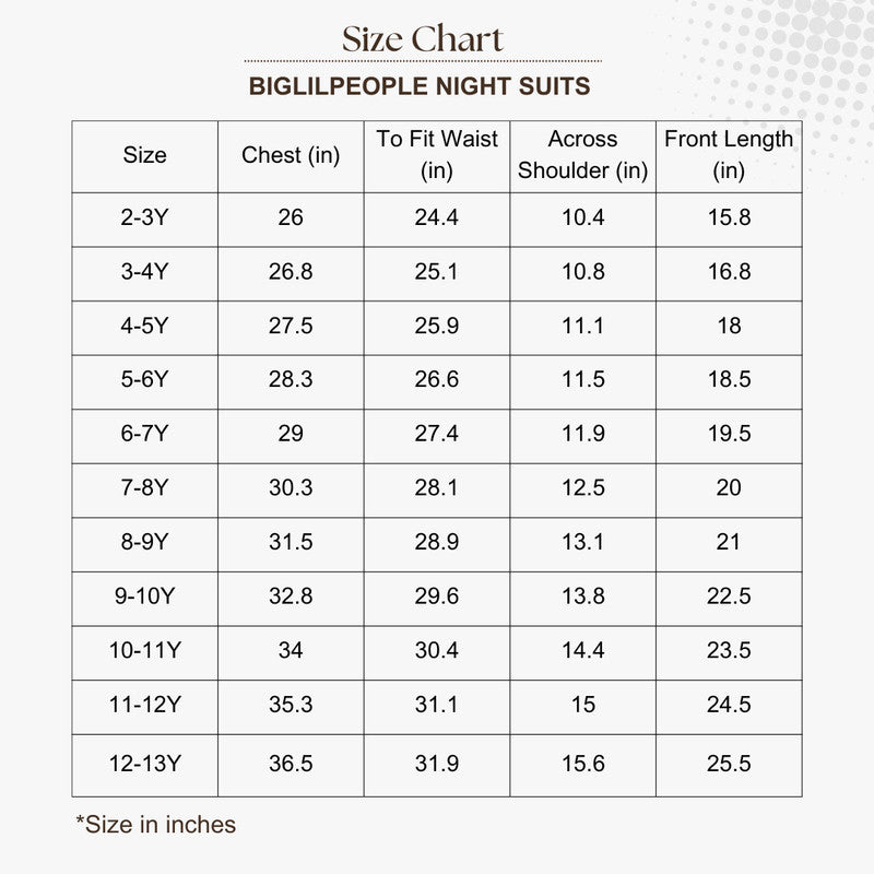 Notched Lil Cub Print Night Suits for Girls & Boys