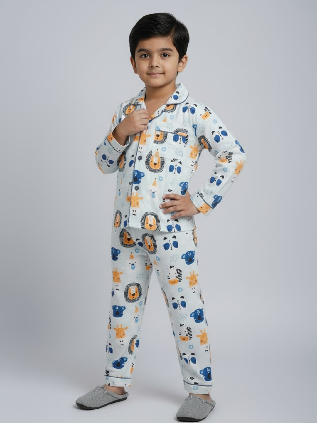 Biglilpeople Unisex Printed Shirt and Pyjama Night Set