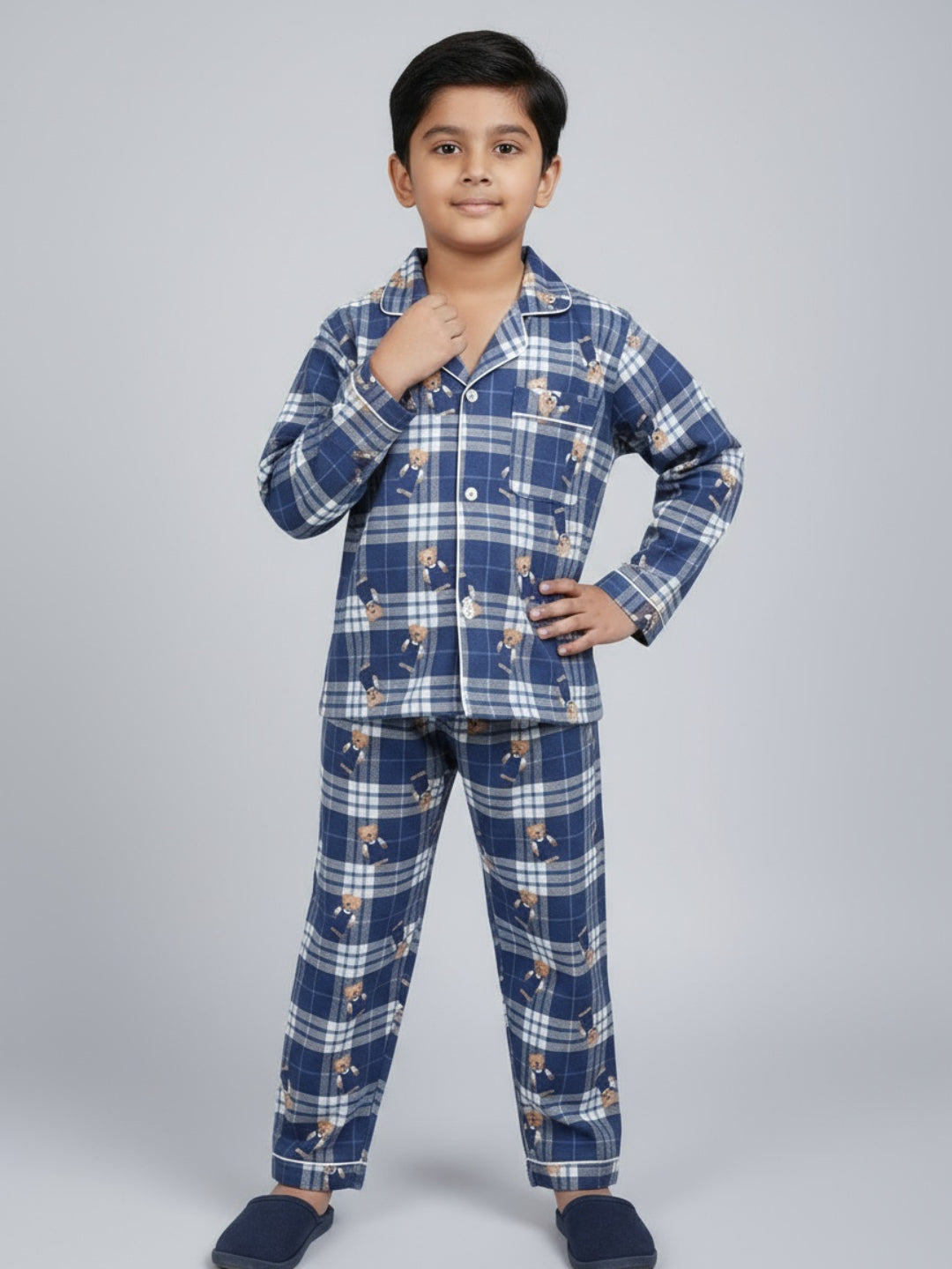 Biglilpeople Unisex Rayon Printed Full Sleeves Night Suit