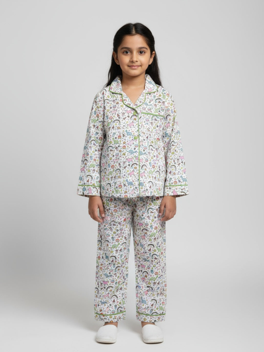 Biglilpeople Girls Rayon Printed Full Sleeves Night Suit