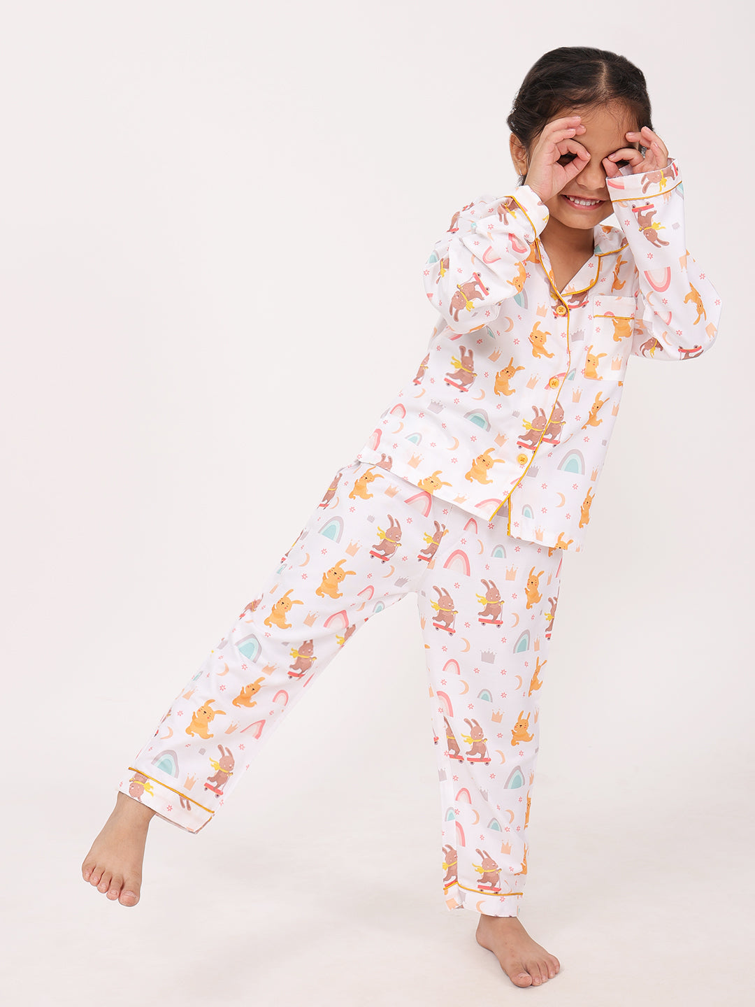 Biglilpeople Unisex Rayon Printed Full Sleeves Night Suit