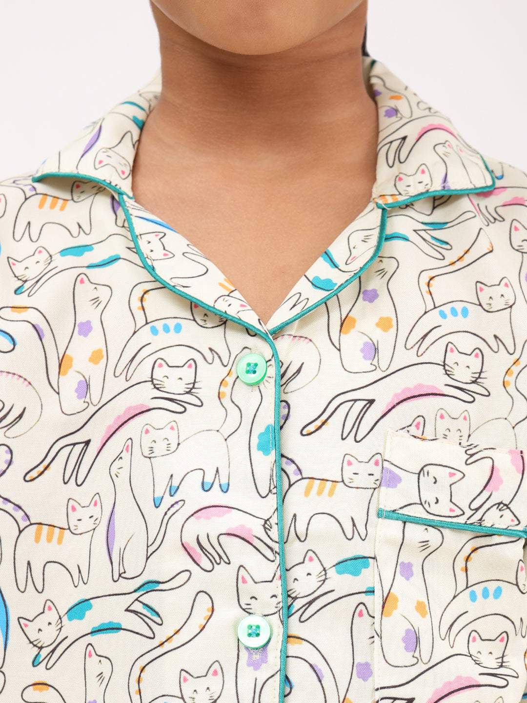 Biglilpeople Unisex Rayon Printed Full Sleeves Night Suit