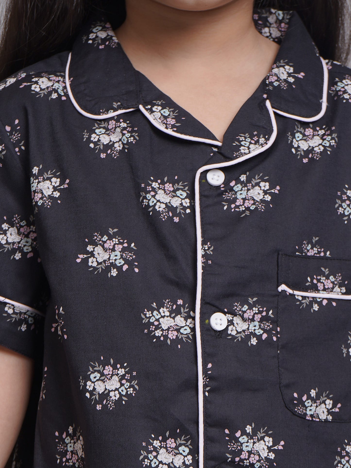 Floral Printed Half Sleeves Night Suits For Girls