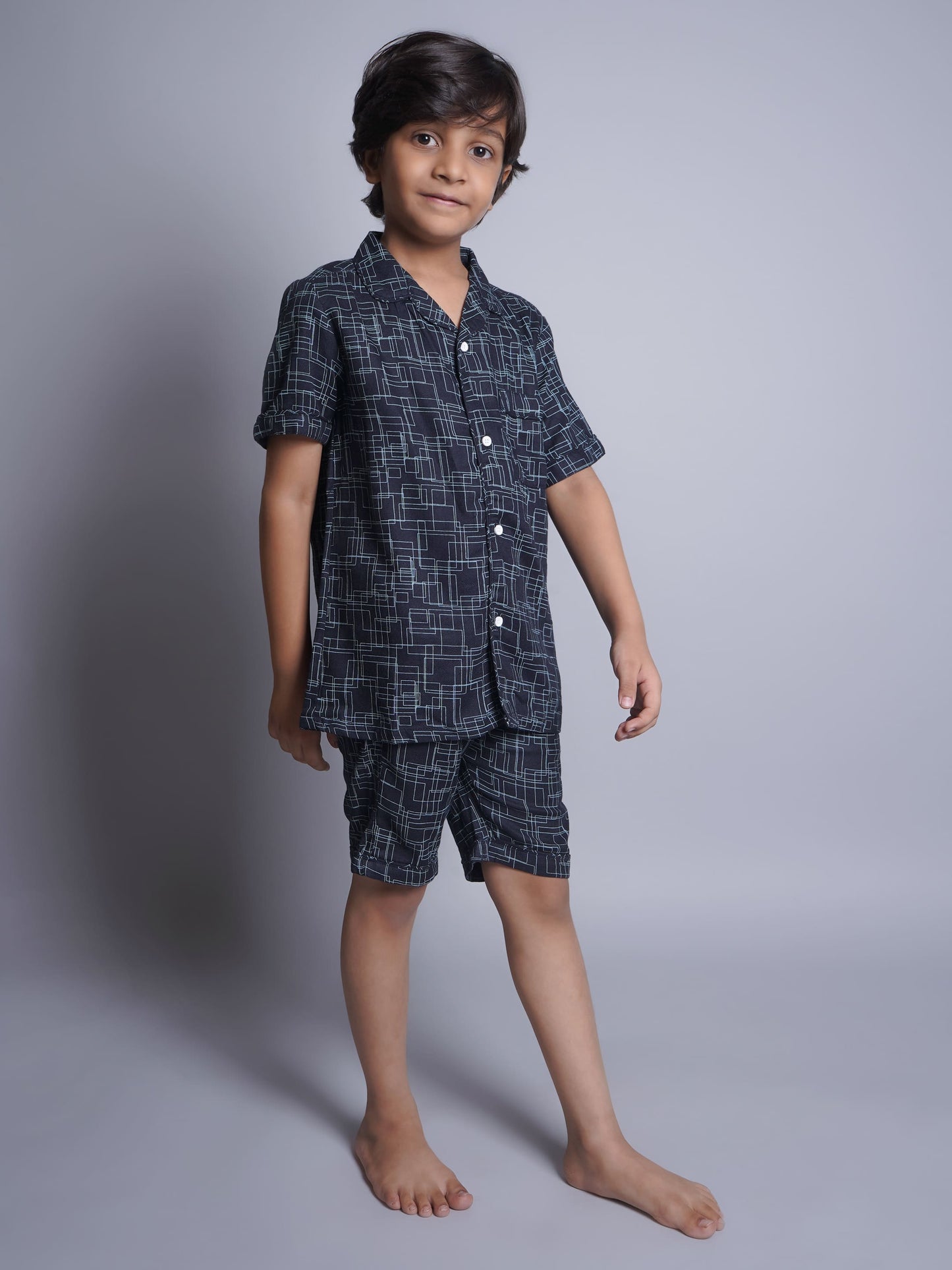 Printed Half Sleeves Night Suits For Boys and Girls