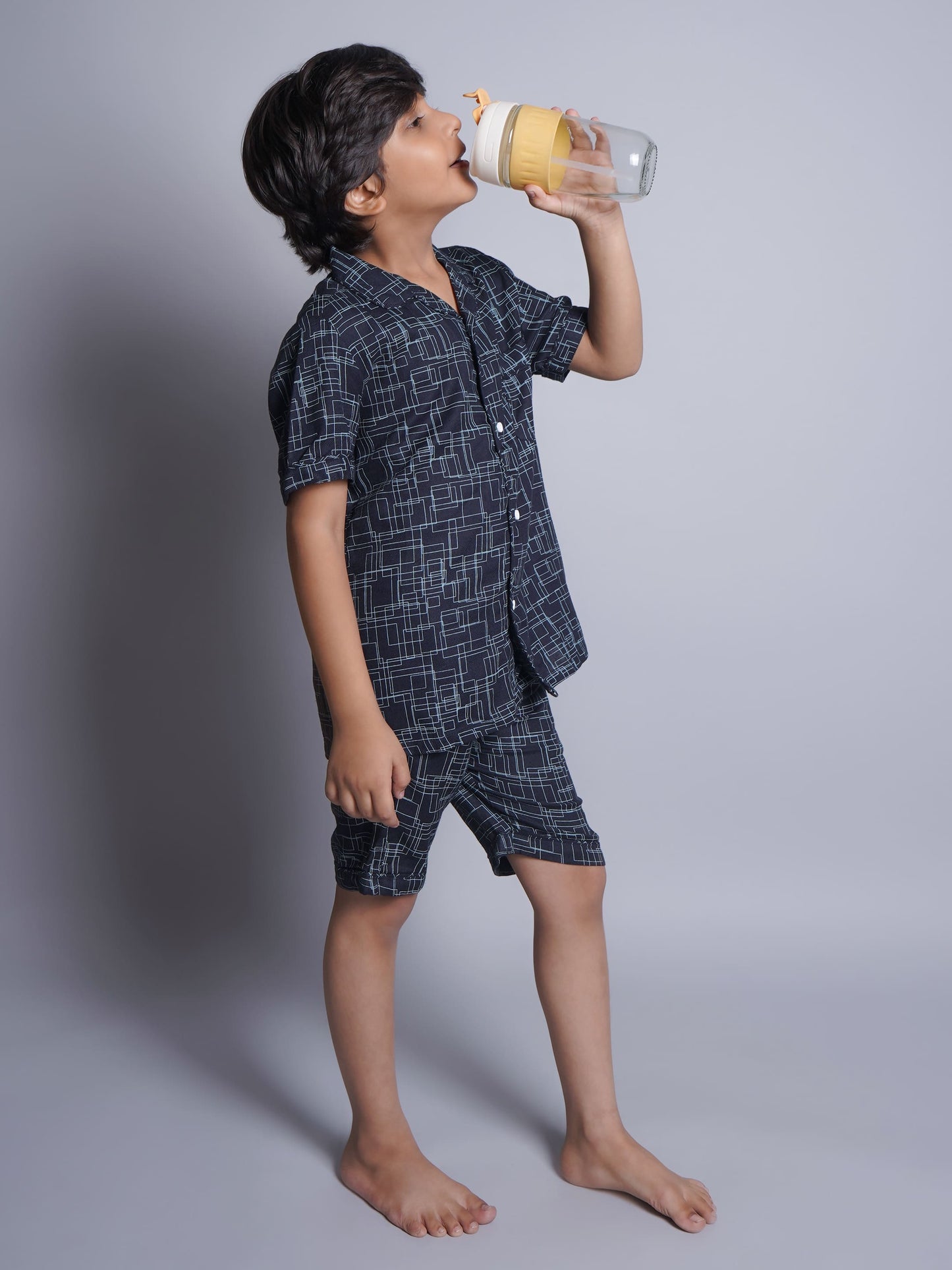 Printed Half Sleeves Night Suits For Boys and Girls