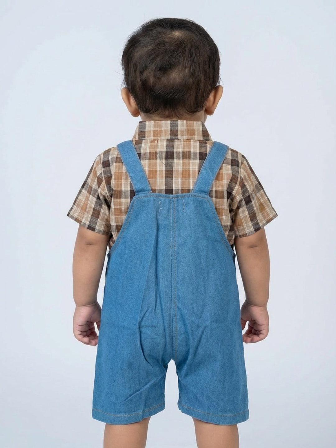 Biglilpeople Boys Blue Square Neck Sleeveless Dungaree