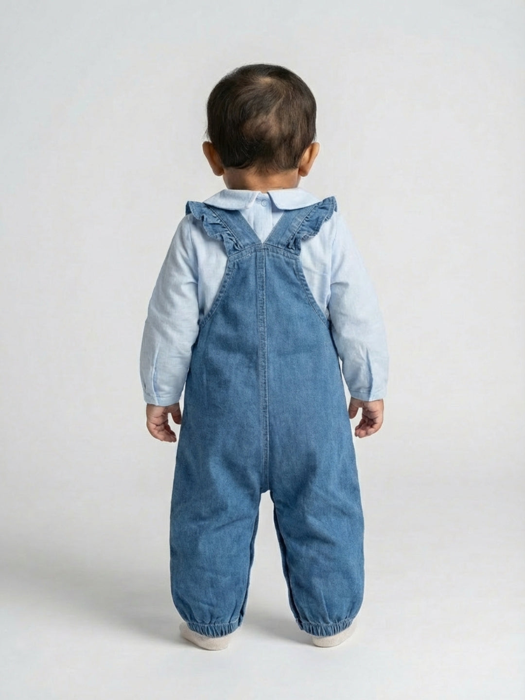Biglilpeople Unisex Blue Square Neck Sleeveless Dungaree