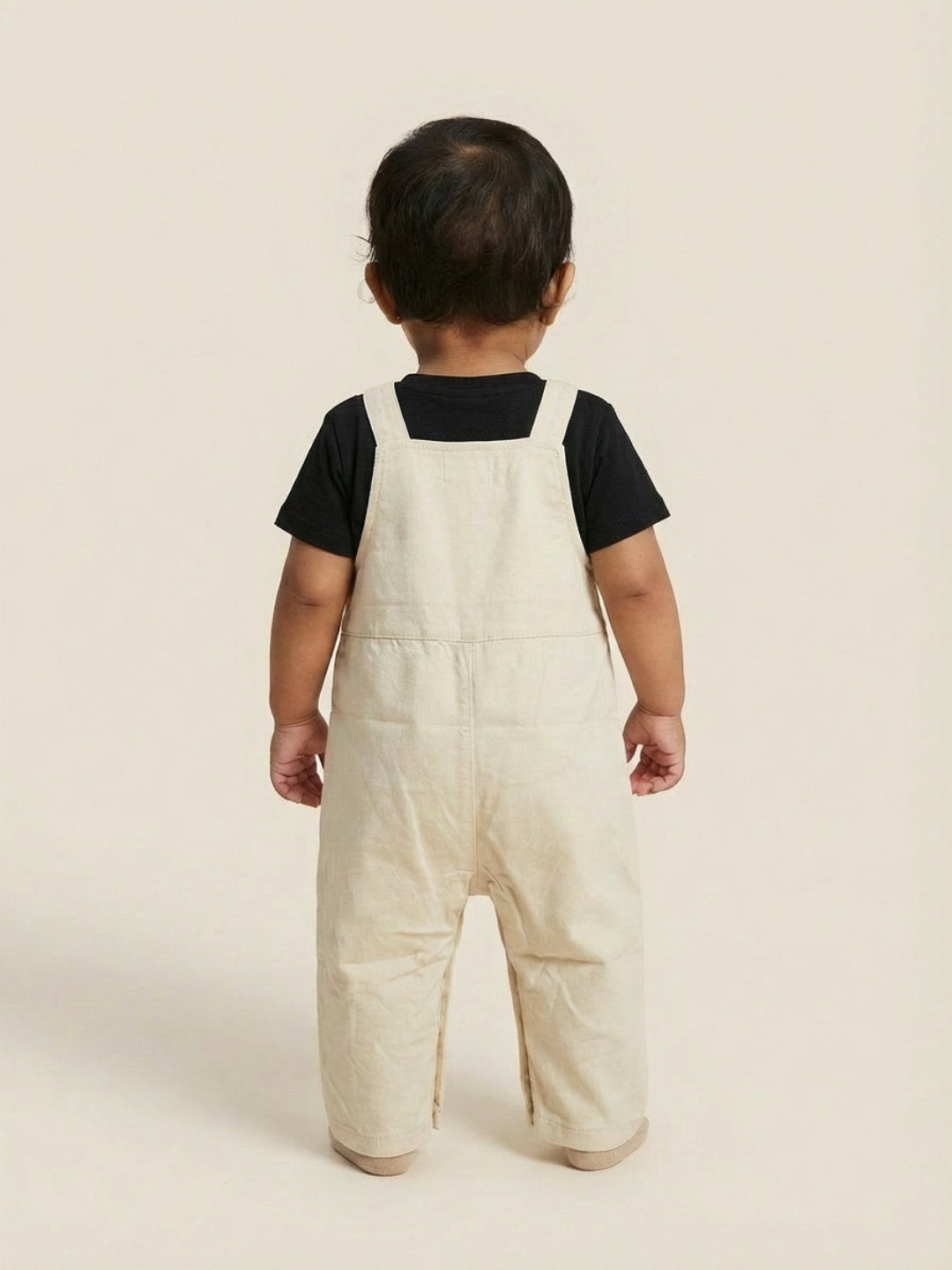 Biglilpeople Unisex Beige Square Neck Sleeveless Dungaree