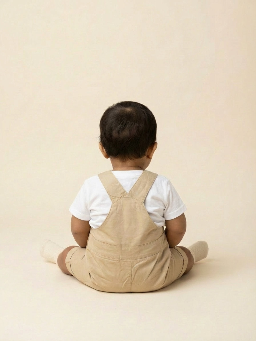 Biglilpeople Unisex Beige Square Neck Sleeveless Dungaree