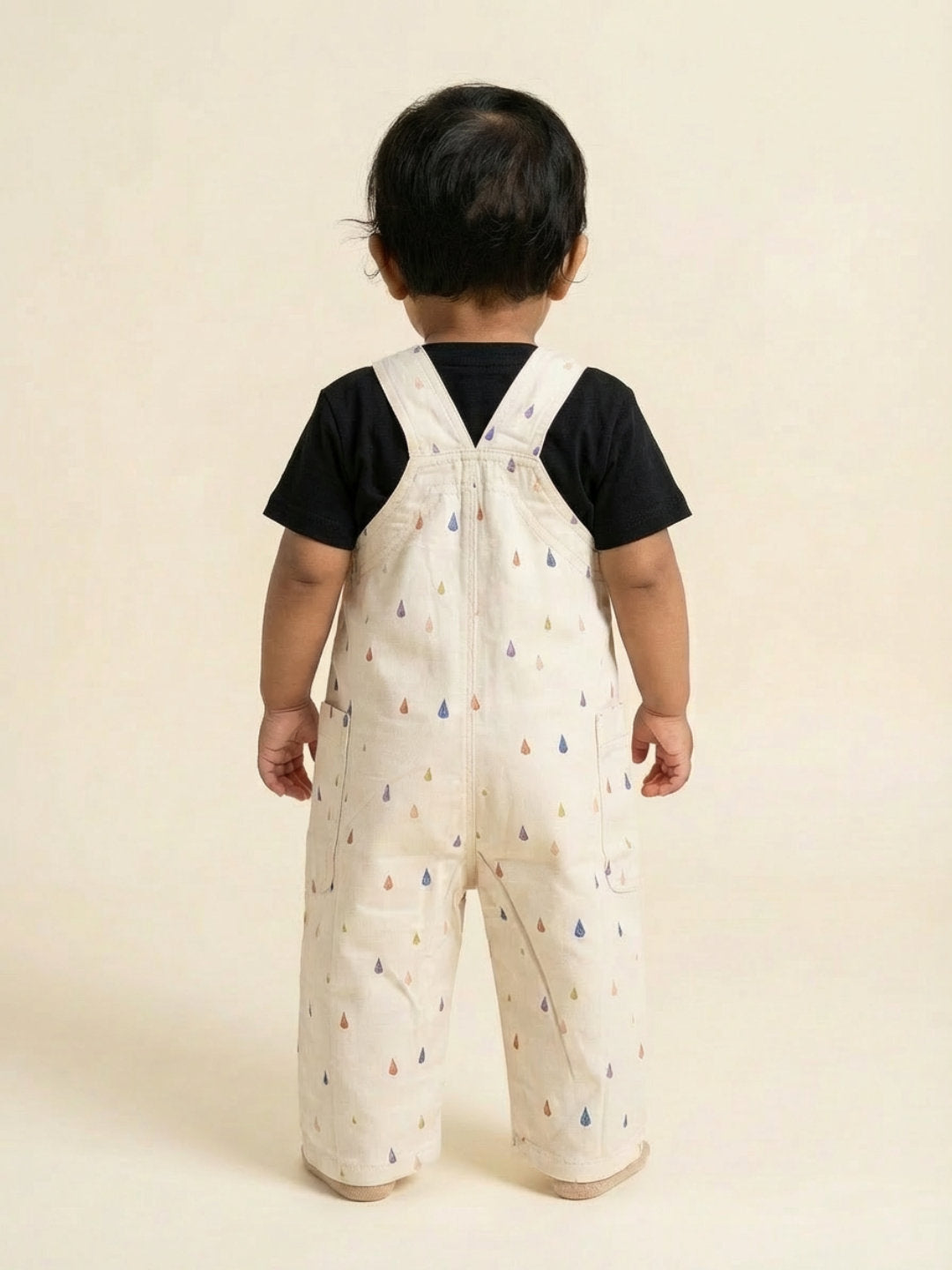 Biglilpeople Unisex Beige Square Neck Sleeveless Dungaree