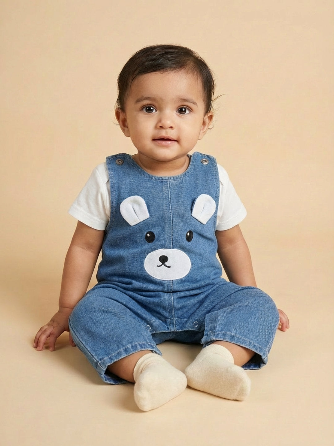 Biglilpeople Unisex Blue Round Neck Sleeveless Dungaree