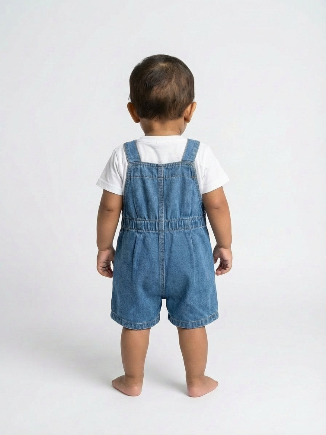 Biglilpeople Boys Blue Square Neck Sleeveless Dungaree