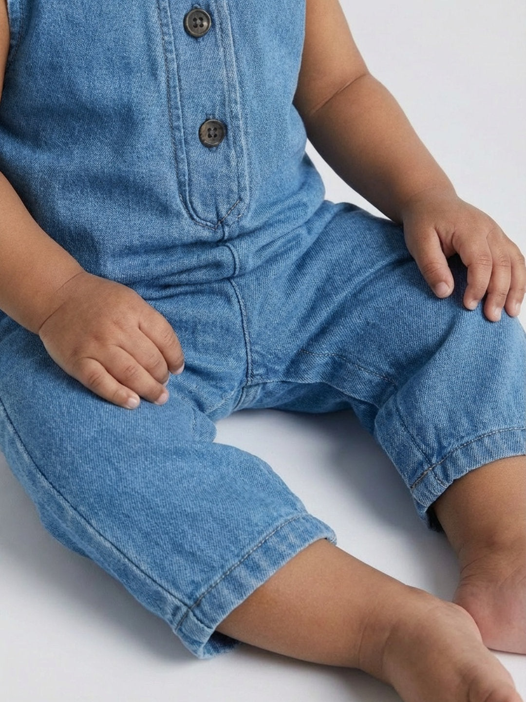 Biglilpeople Unisex Blue Round Neck Sleeveless Dungaree